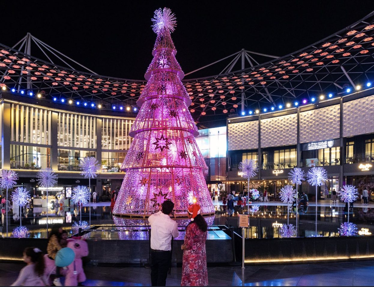Illuminated Christmas tree centrepiece at City Walk, Dubai