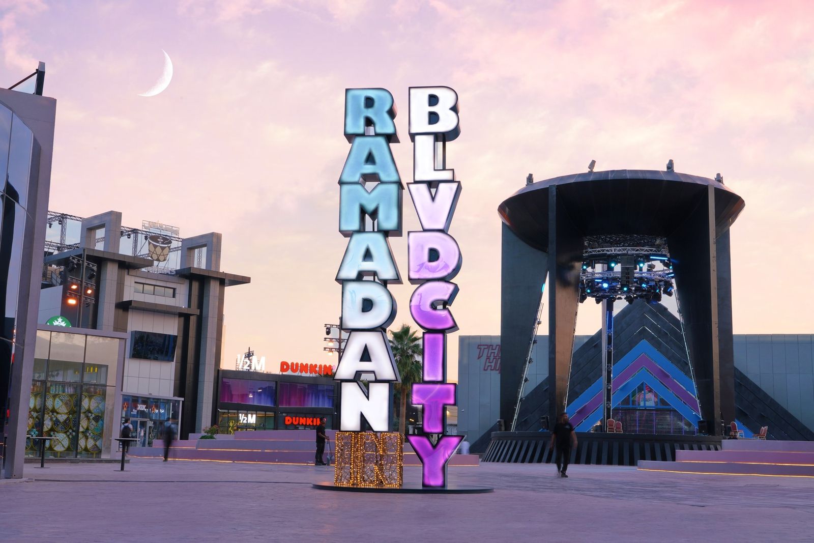 Illuminated RAMADAN BLVD CITY lettering installed by Redfox in Riyadh
